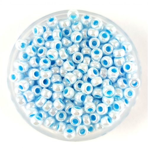 Miyuki Japanese Round Seed Bead - 430 - Aqua Lined White Pearl - size:8/0