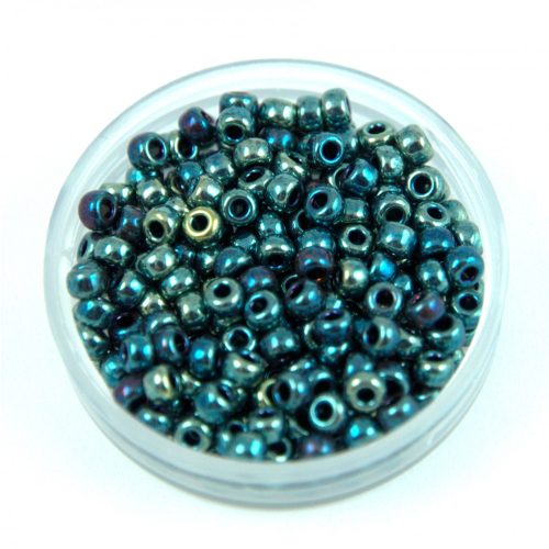 Miyuki Japanese Round Seed Bead - 1965 - Metallic Blue Green Gold Luster - size:8/0 - 30g