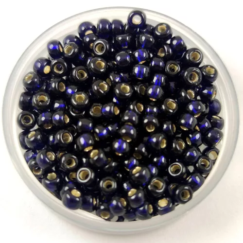 Miyuki Japanese Round Seed Bead - 4282 - Duracoat Dyed Silver Lined Dark Navy Blue - size:8/0