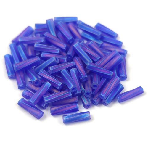 Miyuki Twisted Bugle Japanese Seed Bead - 177fr - Matte Transparent Cobalt AB - 6mm