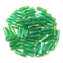   Miyuki Twisted Bugle Japanese Seed Bead  - 179 - Transparent Green AB - 6mm