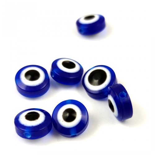 Műanyag gyöngy mix - Allah szeme - Sapphire - 10 x 11 x 7mm