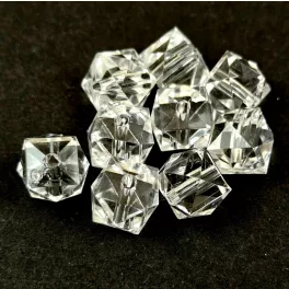Plastic bead - Mixed - Faceted Cube - Crystal - 12mm