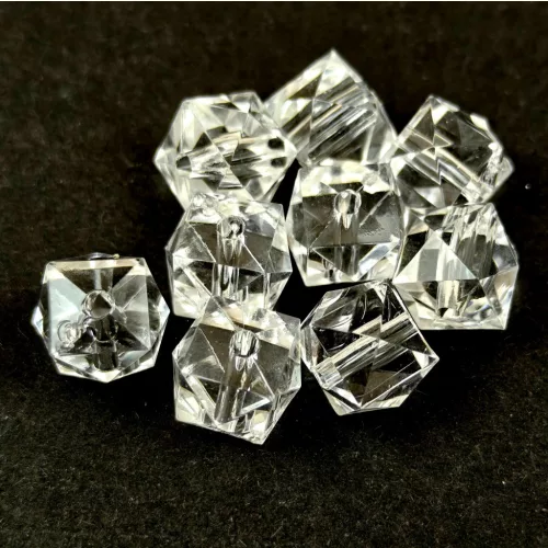 Plastic bead - Mixed - Faceted Cube - Crystal - 12mm