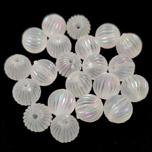 Műanyag gyöngy - Opal White AB - 10mm