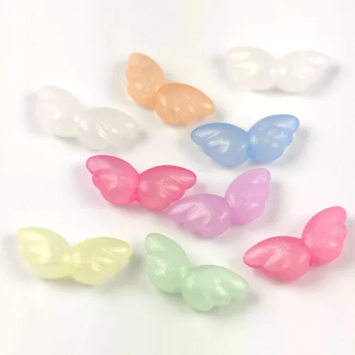 Plastic bead - Mixed - Angel Wing - Fluorescent - 22mm