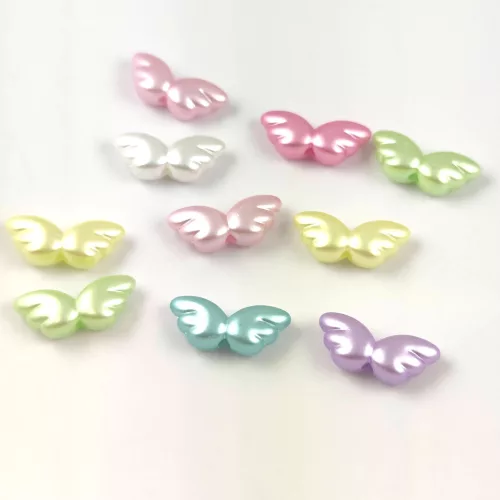 Plastic bead - Mixed - Angel Wing - Pastel - 22mm