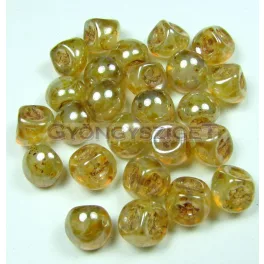 Mushroom - Czech Glass Bead - marble opal honey - 9x8mm