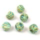 Mushroom - Czech Glass Bead - Striped - Alabaster Travertine Turquoise - 9x8mm