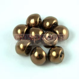 Mushroom - Czech Glass Bead - White Bronze Luster - 9x8mm