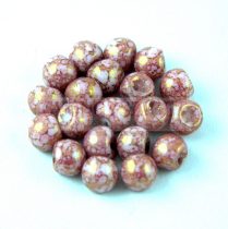   Mushroom - Czech Glass Bead - Alabaster Pink Bronze Luster - 6x5mm
