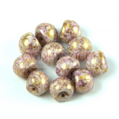Cseh gomba gyöngy (mushroom) - White Purple Bronze Luster - 9x8mm