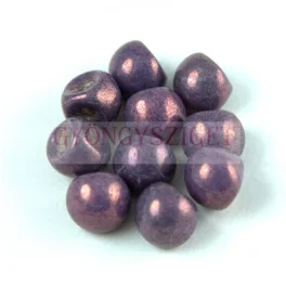 Mushroom - Czech Glass Bead - White Lila Vega Luster - 9x8mm