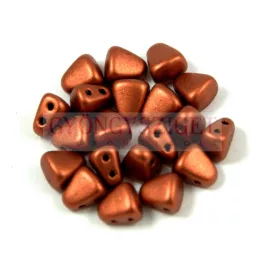 Nib-Bit - Czech Pressed 2 Hole Bead - 6x5mm - Matte Rust