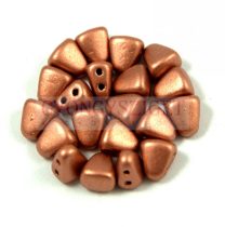   Nib-Bit - Czech Pressed 2 Hole Bead - 6x5mm - Matte Metallic Copper
