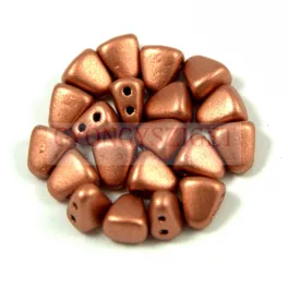   Nib-Bit - Czech Pressed 2 Hole Bead - 6x5mm - Matte Metallic Copper