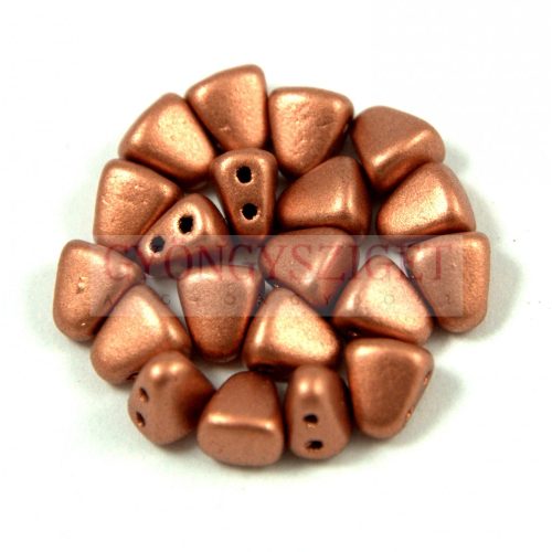 Nib-Bit - Czech Pressed 2 Hole Bead - 6x5mm - Matte Metallic Copper
