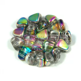 Nib-Bit - Czech Pressed 2 Hole Bead - 6x5mm - Crystal Vitral
