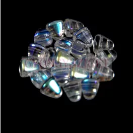 Nib-Bit - Czech Pressed 2 Hole Bead - 6x5mm - Crystal AB