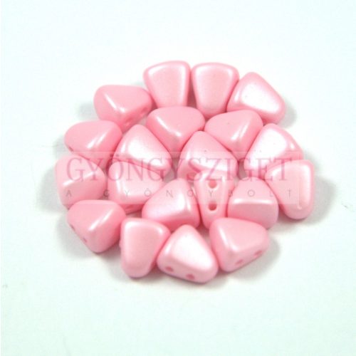 Nib-Bit - Czech Pressed 2 Hole Bead - 6x5mm - Silk Satin Inocent Pink