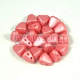   Nib-Bit - Czech Pressed 2 Hole Bead - 6x5mm - Silk Satin Light Red