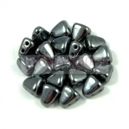 Nib-Bit - Czech Pressed 2 Hole Bead - 6x5mm - Gunmetal