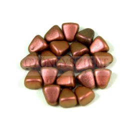   Nib-Bit - Czech Pressed 2 Hole Bead - 6x5mm - Polichrome Copper Rose