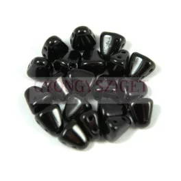 Nib-Bit - Czech Pressed 2 Hole Bead - 6x5mm - Jet