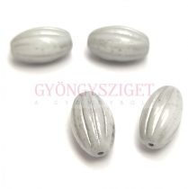  Special Shapes - Czech Glass Bead - Olive Melon - Alabaster Silver Luster - 14x8mm