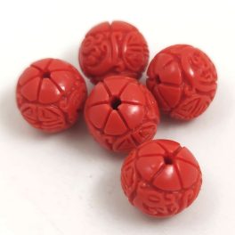Resin round bead - Oriental - Orange - 10mm