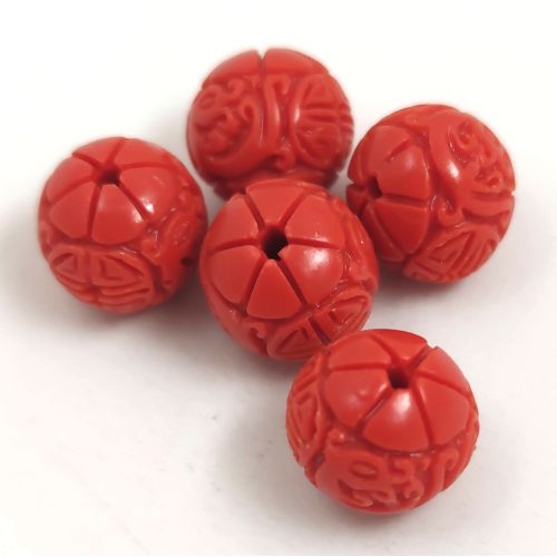 Resin round bead - Oriental - Orange - 10mm