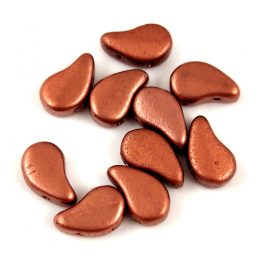   Paisley Duo - cseh préselt kétlyukú gyöngy - Matt Copper - 8x5mm