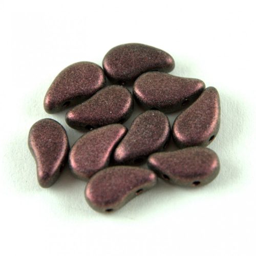 Paisley Duo - cseh préselt kétlyukú gyöngy - Jet Polychrome Dark Amethyst - 8x5mm