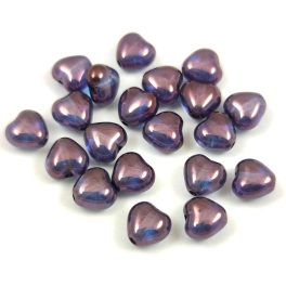   Special Shapes - Czech Glass Bead - Heart - Crystal Lila Vega Luster - 6mm