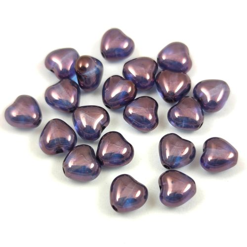Special Shapes - Czech Glass Bead - Heart - Crystal Lila Vega Luster - 6mm