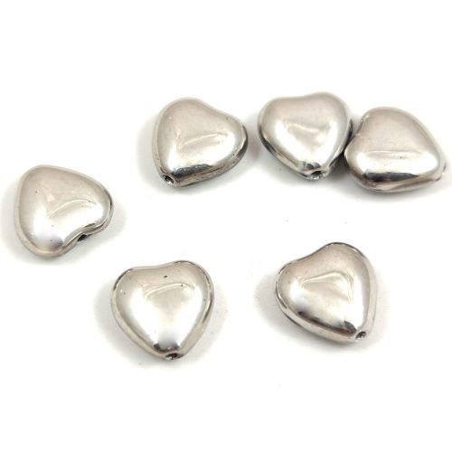 Special Shapes - Czech Glass Bead - Heart - Crystal Full Silver - 10mm