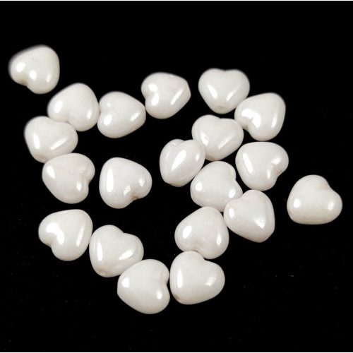 Special Shapes - Czech Glass Bead - Heart - Alabaster Luster - 6mm