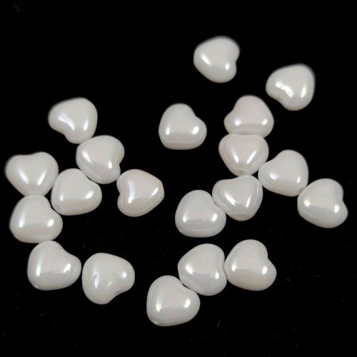 Special Shapes - Czech Glass Bead - Heart - Alabaster Pearl Luster - 6mm