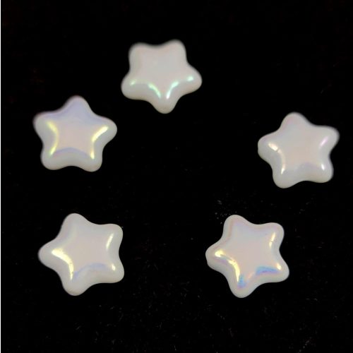 Special Shapes - Czech Glass Bead - Star - Alabaster AB - 12mm