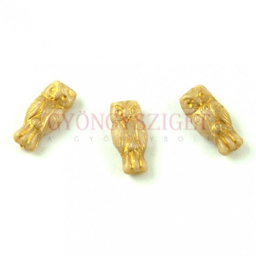 Special Shapes - Czech Glass Bead - Owl - Ivory - 14mm