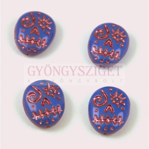 Cseh préselt egyedi formák -  Sapphire Fuchsia - Calavera - 16x13mm