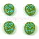 Special Shapes - Czech Glass Bead -   Green Pea Turquoise Blue - Calavera - 16x13mm