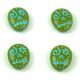 Cseh préselt egyedi formák -  Green Pea Turquoise Blue - Calavera - 16x13mm