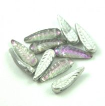   Special Shapes - Czech Glass Bead - Feather- Crystal Vitrail Light - 5x17mm