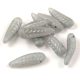 Special Shapes - Czech Glass Bead - Feather- Crystal Matt Silver - 5x17mm