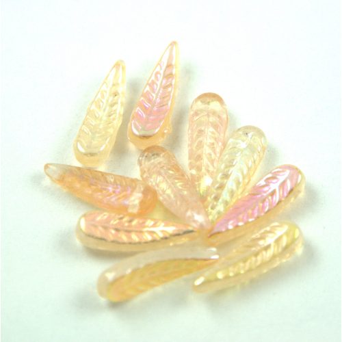 Special Shapes - Czech Glass Bead - Feather - Crystal Champagne AB - 5x17mm