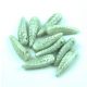 Special Shapes - Czech Glass Bead - Feather - Alabaster Light Green Luster - 5x17mm