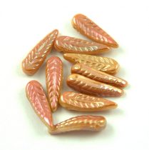   Special Shapes - Czech Glass Bead - Feather - Alabaster Rose AB - 5x17mm