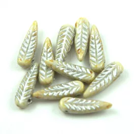   Cseh préselt egyedi formák - Feather - Alabaster Picasso - 5x17mm