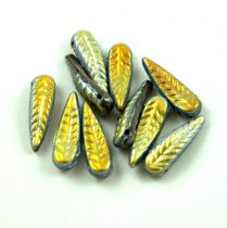   Special Shapes - Czech Glass Bead - Feather - Jet Marea - 5x17mm